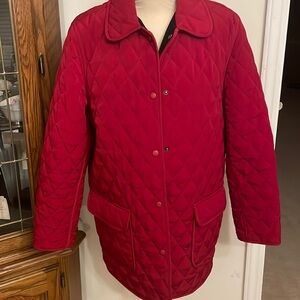 Red Button Front Quilted Barn Jacket, Size L